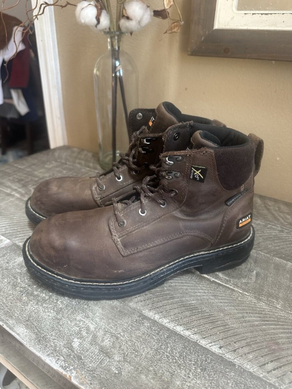 Ariat Casey Boots Women's 9b Oily Distressed Brown Composite Roper Toe Work 6"